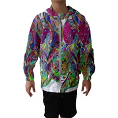 Floral Flowers Ornamental Hooded Wind Breaker (kids) by Simbadda