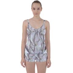 Abstract Geometric Line Art Tie Front Two Piece Tankini by Simbadda