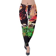 Old Tree And House With An Arch 7 Velvet Leggings by bestdesignintheworld