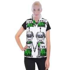 Robot Women s Button Up Vest by Simbadda