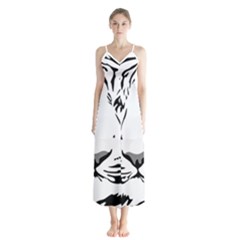 Tiger Pattern Animal Design Flat Button Up Chiffon Maxi Dress by Simbadda