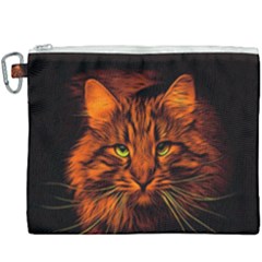 Cat Digiart Artistically Cute Canvas Cosmetic Bag (xxxl) by Simbadda