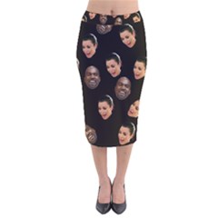 Crying Kim Kardashian Velvet Midi Pencil Skirt by Valentinaart