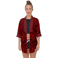 Red Earth Texture Open Front Chiffon Kimono by LoolyElzayat