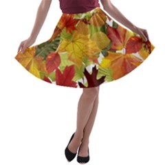 Autumn Fall Leaves A-line Skater Skirt by LoolyElzayat