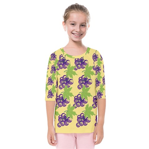 Grapes Background Sheet Leaves Kids  Quarter Sleeve Raglan Tee by Sapixe