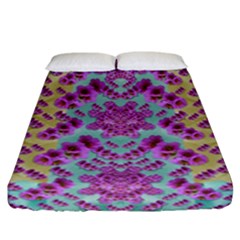 Climbing And Loving Beautiful Flowers Of Fantasy Floral Fitted Sheet (california King Size) by pepitasart