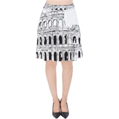 Line Art Architecture Velvet High Waist Skirt by Sapixe