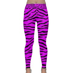 Hot Neon Pink And Black Tiger Stripes Classic Yoga Leggings by PodArtist