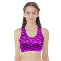 Hot Neon Pink and Black Tiger Stripes Sports Bra with Border View1