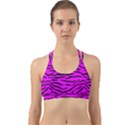 Hot Neon Pink and Black Tiger Stripes Back Web Sports Bra View1