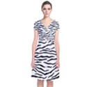 Black and White Tiger Stripes Short Sleeve Front Wrap Dress View1