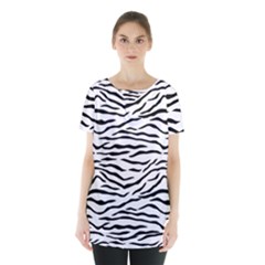 Black And White Tiger Stripes Skirt Hem Sports Top by PodArtist