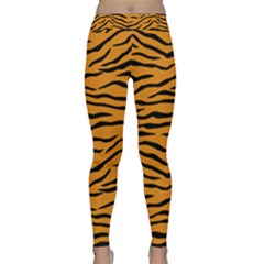 Orange And Black Tiger Stripes Classic Yoga Leggings by PodArtist