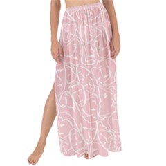 Elios Shirt Faces In White Outlines On Pale Pink Cmbyn Maxi Chiffon Tie-up Sarong by PodArtist