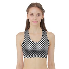 Black And White Checkerboard Weimaraner Sports Bra With Border by PodArtist