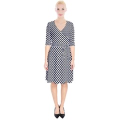 Black And White Checkerboard Weimaraner Wrap Up Cocktail Dress by PodArtist