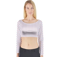 Usa Flag Red And Flag Blue Stars Long Sleeve Crop Top by PodArtist