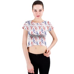 Red White And Blue Usa/uk/france Colored Party Streamers Crew Neck Crop Top by PodArtist