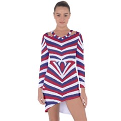 Us United States Red White And Blue American Zebra Strip Asymmetric Cut-out Shift Dress by PodArtist