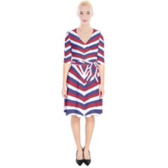 Us United States Red White And Blue American Zebra Strip Wrap Up Cocktail Dress by PodArtist