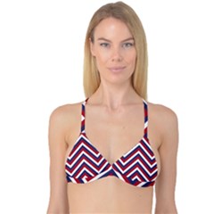 United States Red White And Blue American Jumbo Chevron Stripes Reversible Tri Bikini Top by PodArtist