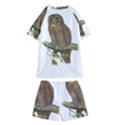 Bird Owl Animal Vintage Isolated Kids  Swim Tee and Shorts Set View2