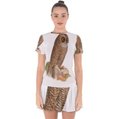 Bird Owl Animal Vintage Isolated Drop Hem Mini Chiffon Dress by Sapixe