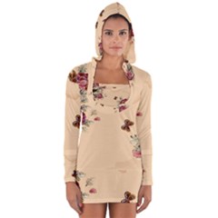 Flower Traditional Chinese Painting Long Sleeve Hooded T-shirt by Sapixe