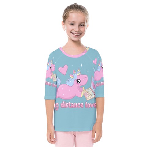 Long Distance Lover - Cute Unicorn Kids  Quarter Sleeve Raglan Tee by Valentinaart