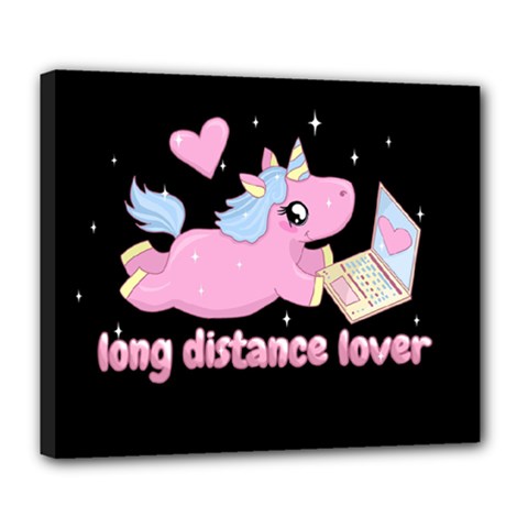 Long Distance Lover - Cute Unicorn Deluxe Canvas 24  X 20   by Valentinaart