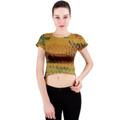 Fabric Textile Texture Abstract Crew Neck Crop Top by Sapixe