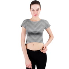 White Fabric Pattern Textile Crew Neck Crop Top by Sapixe