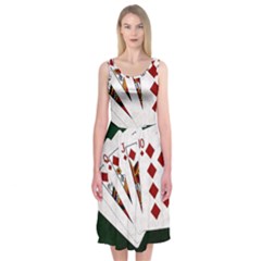 Poker Hands   Royal Flush Diamonds Midi Sleeveless Dress by FunnyCow