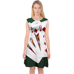 Poker Hands   Royal Flush Diamonds Capsleeve Midi Dress by FunnyCow