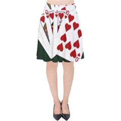 Poker Hands   Royal Flush Hearts Velvet High Waist Skirt by FunnyCow