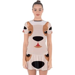 Dog Animal Boxer Family House Pet Drop Hem Mini Chiffon Dress by Sapixe