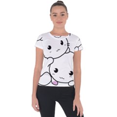 Kitty Cuddling Cat Kitten Feline Short Sleeve Sports Top  by Sapixe