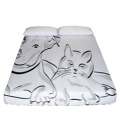 Dog Cat Pet Silhouette Animal Fitted Sheet (california King Size) by Sapixe