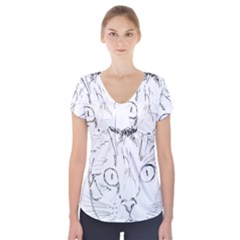 Cat Feline Animal Pet Short Sleeve Front Detail Top by Sapixe