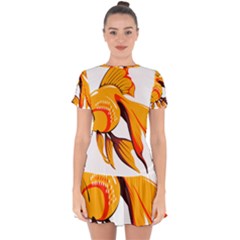 Goldfish Fish Tank Water Tropical Drop Hem Mini Chiffon Dress by Sapixe