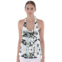 White Vintage Florals Babydoll Tankini Top by flipstylezfashionsLLC