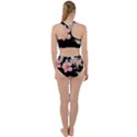 Beautiful tropical Black Pink Florals  Racer Back Bikini Set View2