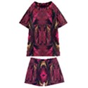 Gorgeous burgundy Native watercolors by kiekie strickland Kids  Swim Tee and Shorts Set View1