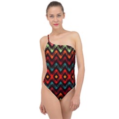 Seamless Native Zigzags By Flipstylez Designs Classic One Shoulder Swimsuit by flipstylezfashionsLLC