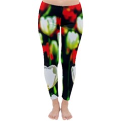 White And Red Sunlit Tulips Classic Winter Leggings by FunnyCow