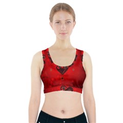 Wonderful Heart On Vintage Background Sports Bra With Pocket by FantasyWorld7