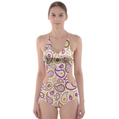 Damascus Image Purple Background Cut-out One Piece Swimsuit by flipstylezfashionsLLC