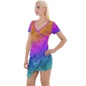 Fractal Batik Art Hippie Rainboe Colors 1 Short Sleeve Asymmetric Mini Dress View1