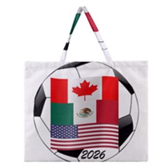 United Football Championship Hosting 2026 Soccer Ball Logo Canada Mexico Usa Zipper Large Tote Bag by yoursparklingshop